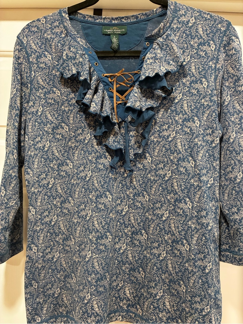 Ralph Lauren Blue Knit Top with Green Label